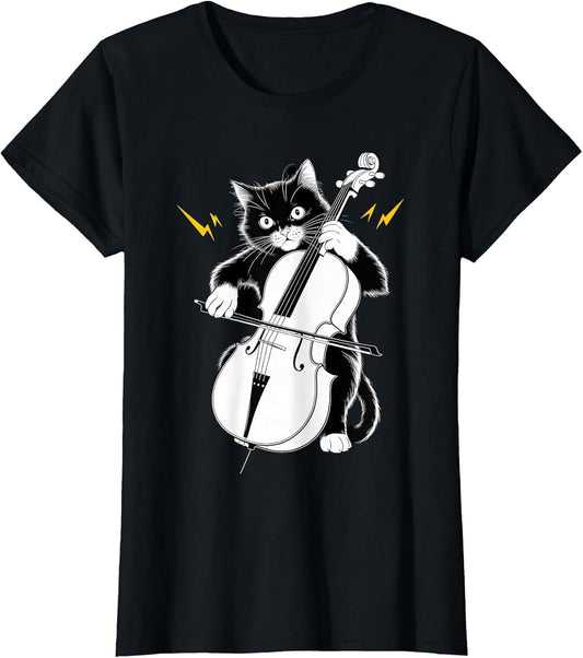 Rockstar Cellist Cat on Cat Cello