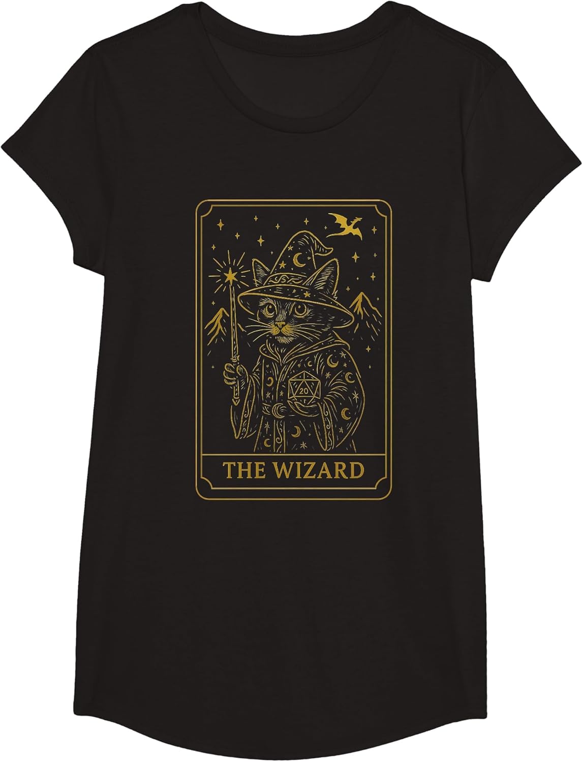 RPG Gamer Wizard D20 Dice Nerdy Geek Cat Men Women Kids