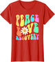 Groovy Peace Love Recovery Celebrate Sober I'm Clean AA NA , Women, Red, Large