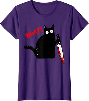 Funny Murderous Black Cat with Knife - Black Cat What?