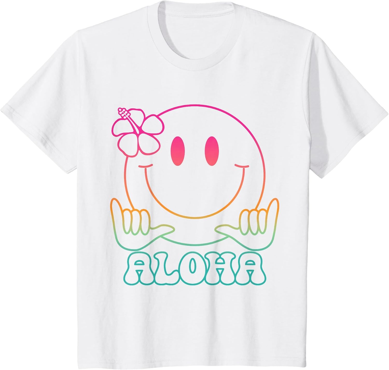 Aloha Hawaiian Cute Smile Face Shaka Hibiscus Kids Girls