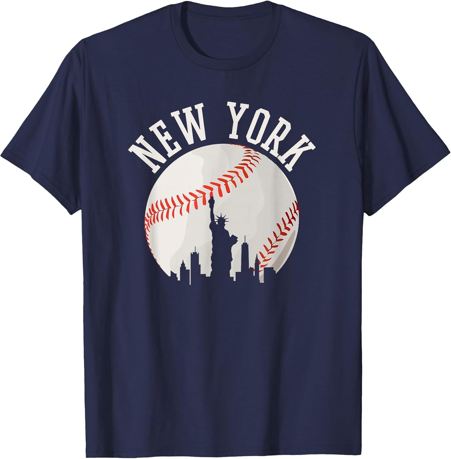 Downtown New York City Skyline, Vintage Baseball