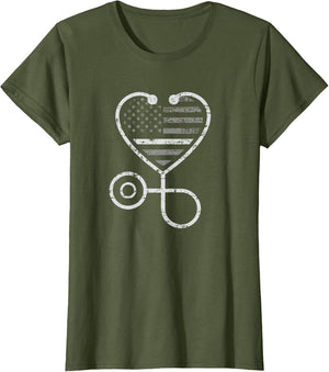 Corrections Nurse Thin Grey Line Heart Flag