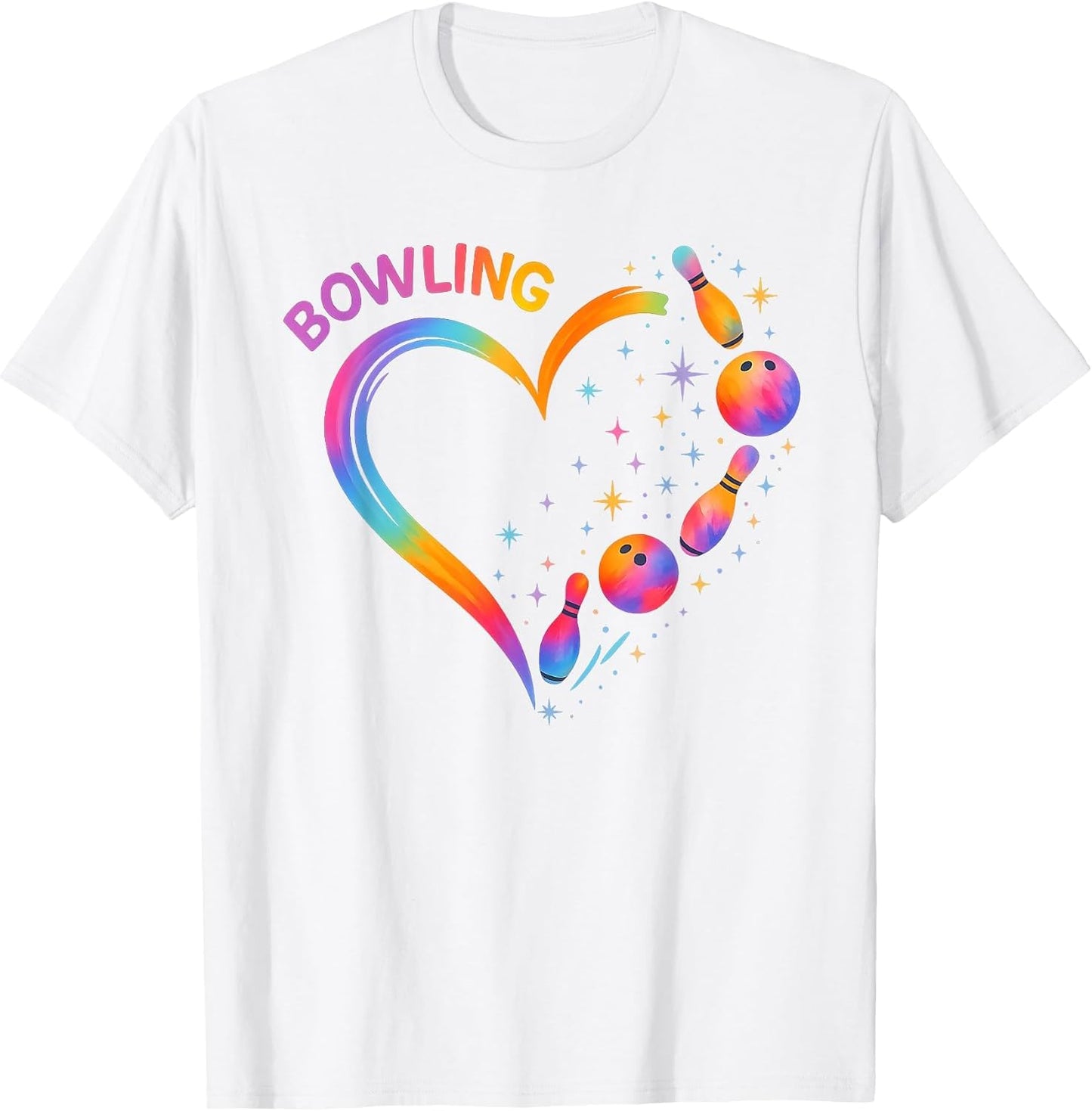 Bowling Heart Colorful Bowling Pin Lovers Bowler Women Girls