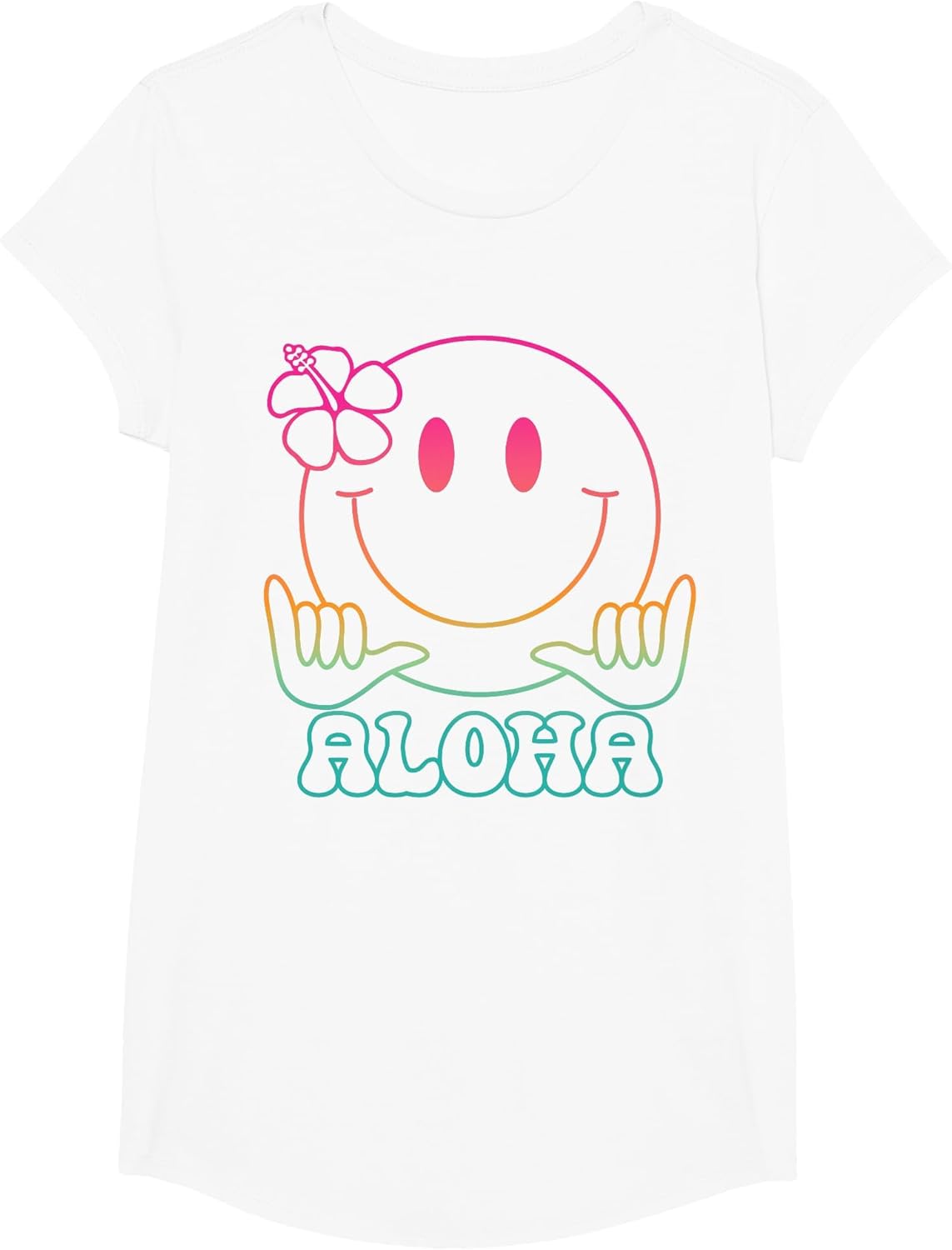 Aloha Hawaiian Cute Smile Face Shaka Hibiscus Kids Girls
