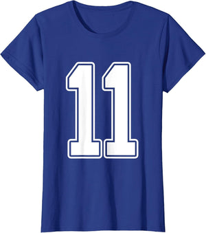 #11 White Outline Number 11 Sports Fan Jersey Style