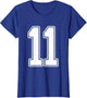 #11 White Outline Number 11 Sports Fan Jersey Style