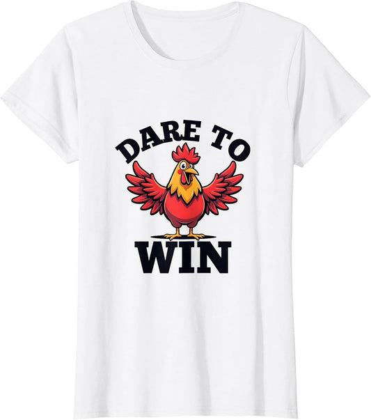 Dare to Win Chicken Game Bold Graphic Design