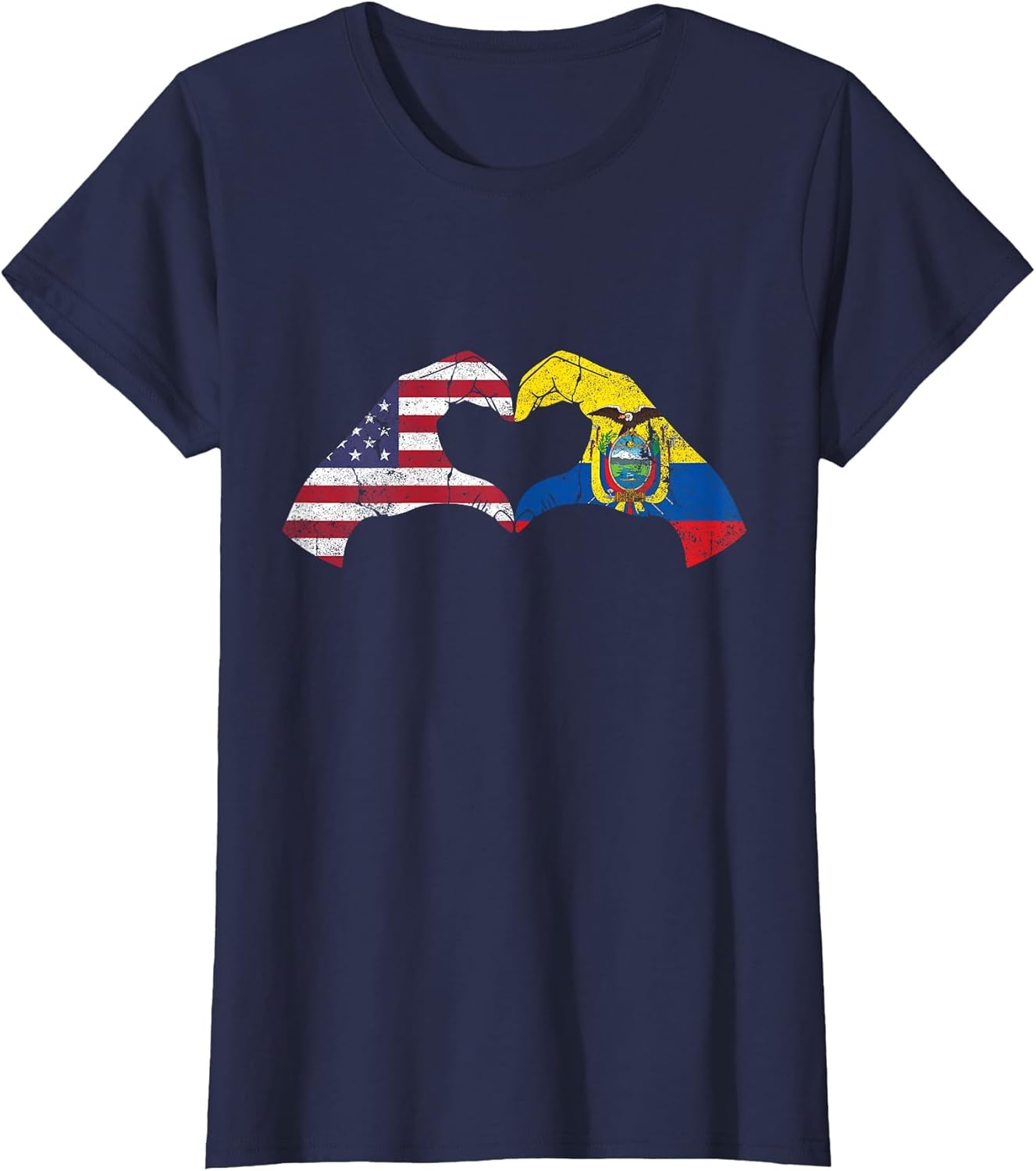 USA Ecuador Hand Flag Heart Ecuadorian Americans Love