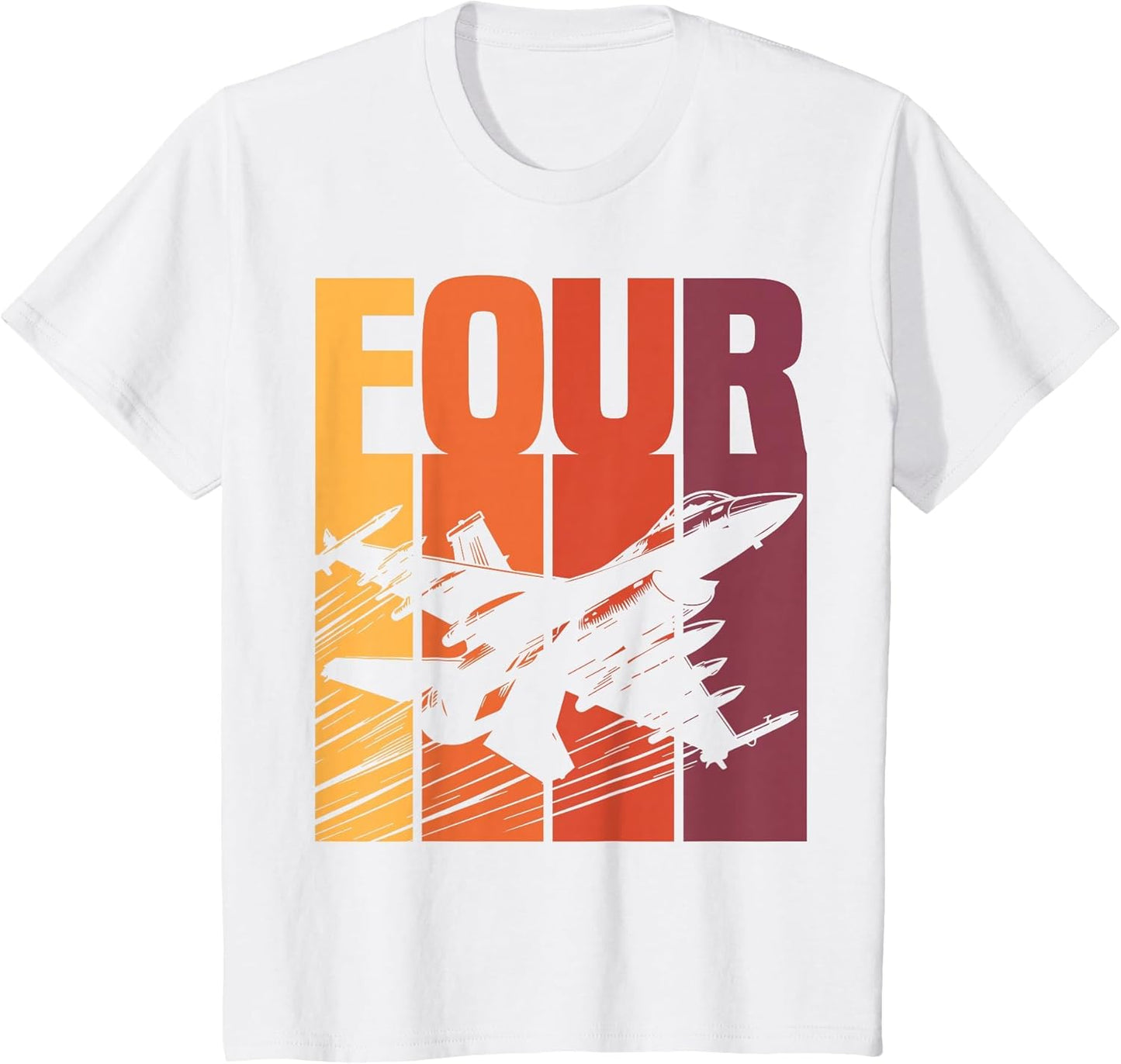 Military Fighter Jet Retro Four Year Old Boys 4th Birthday