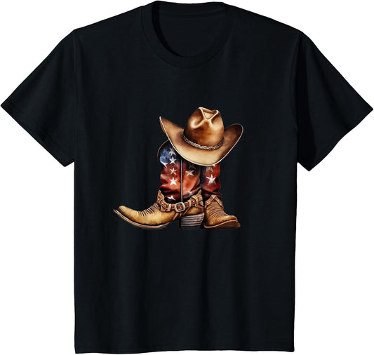 Western Cowboy Boots Patriotic American USA Flag