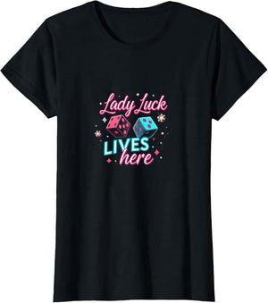 Funny Casino Birthday Shirts Lady Luck Lives Here Vegas Casino Design