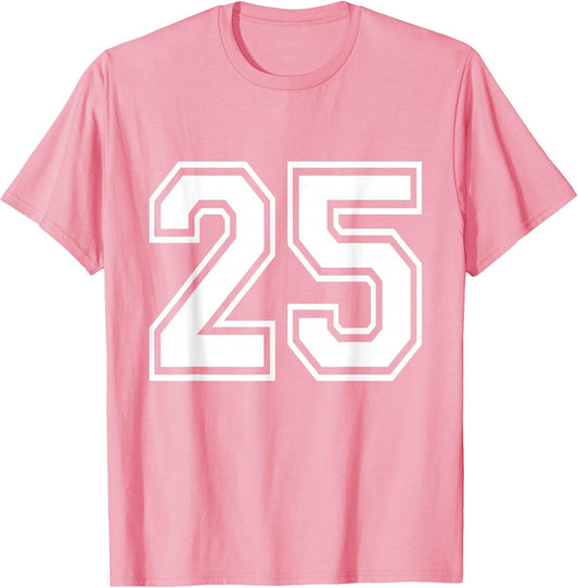 Number 25 Varsity Sports Team Jersey 25th Birthday 25 Years