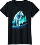 Wolf Northern Lights Alaska Arctic Up North White Wolf Lover