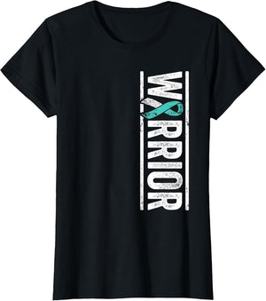 Cervical Cancer Warrior - Sideways Teal Awareness Ribbon
