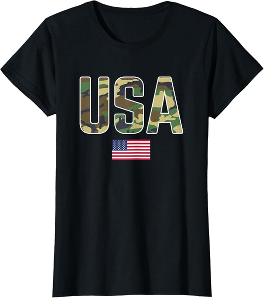 USA Camo Letters with American Flag Patriotic