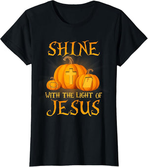 Shine with The Light of Jesus Christian Halloween Pumpkin