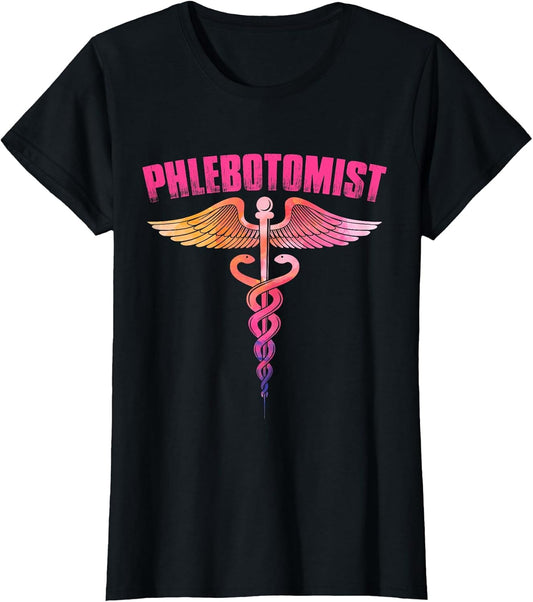 Colorful Watercolor Caduceus Phlebotomist Men Women Novelty