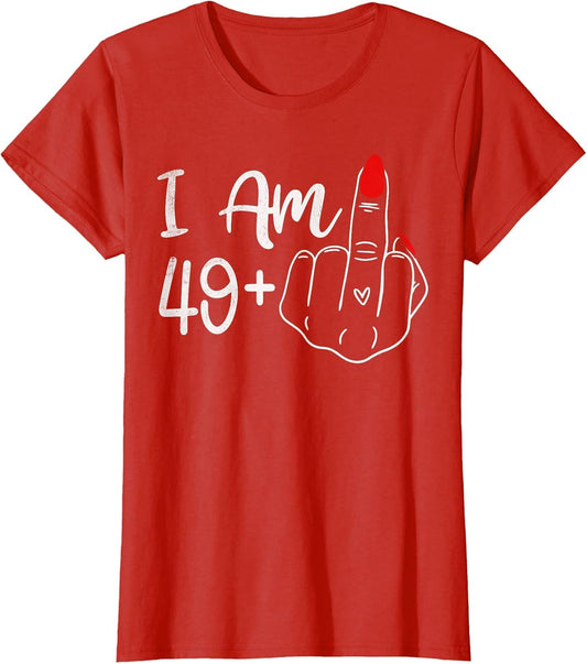 I Am 49 Plus 1 Middle Finger Funny 50th Birthday Women