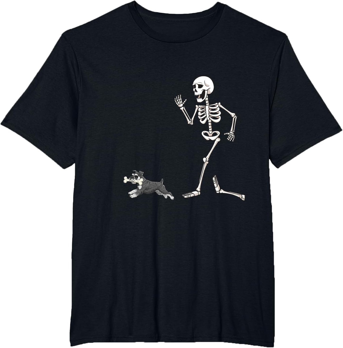 Funny Halloween Miniature Schnauzer and Skeleton