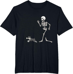 Funny Halloween Miniature Schnauzer and Skeleton
