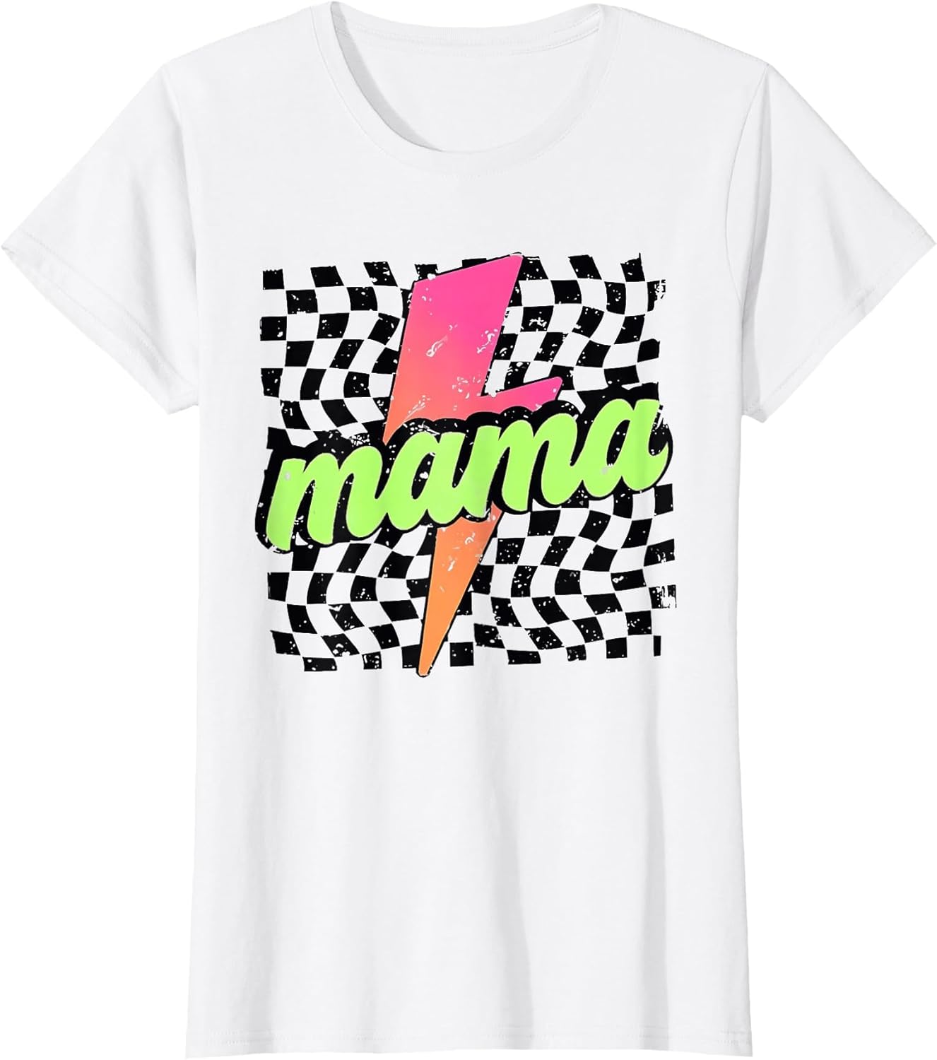 Mama Lightning Bolt Checkered Mom Women Mother's Day