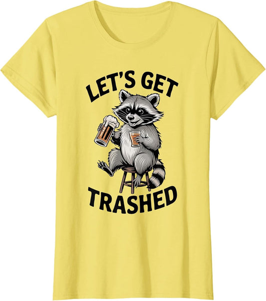 Funny Let's Get Trashed Raccoon Meme Humor Beer Drinking