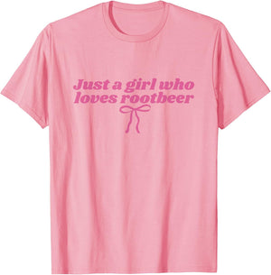 Just a Girl who Loves Rootbeer Pink Coquette Bow
