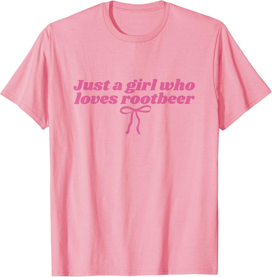 Just a Girl who Loves Rootbeer Pink Coquette Bow