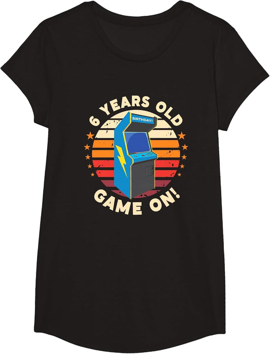 6 Year Old Birthday Wear Retro Arcade Game On Arcade Theme