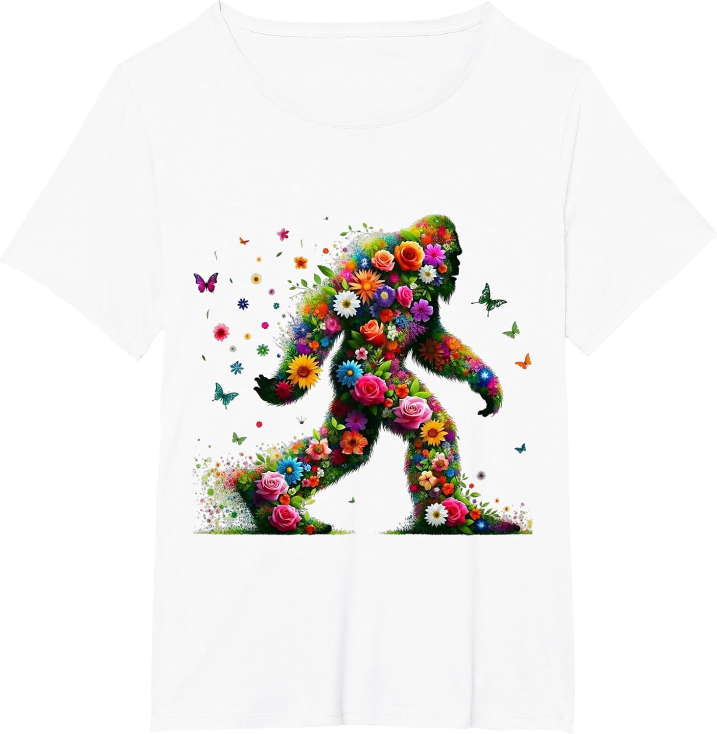 Floral Bigfoot Colorful Flower Power Hippie Sasquatch Art