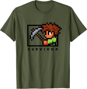 Terraria 8-Bit Pixel Survivor Miner Gamer Pickaxe Graphic