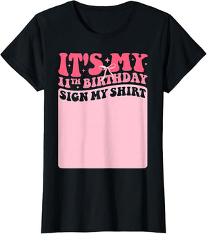 It's My 11th Birthday Sign My Shirt Coquette Bow Girls Party