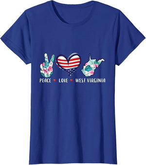 Peace Love West Virginia Flag Grown Souvenirs Women