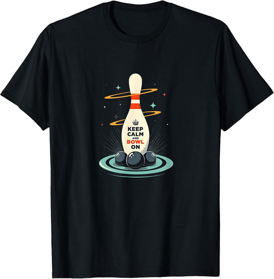 Bowling Shirts Keep Calm and Bowl On Funny Retro