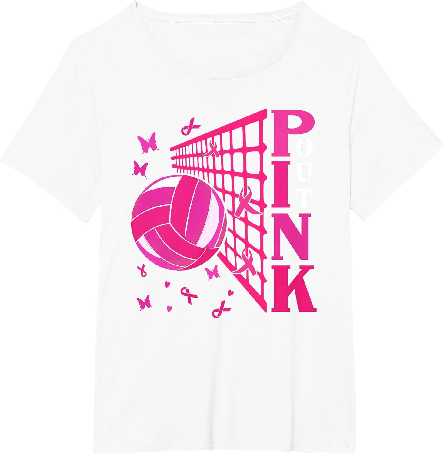 Cute Pink Ribbon for Volleyball Breast Cancer Awareness
