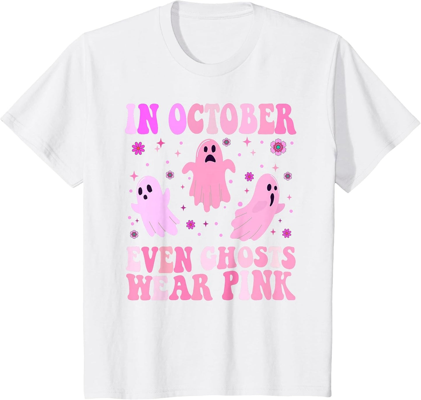 Breast Cancer October Even Ghost Wear Pink Groovy Halloween