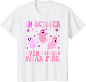 Breast Cancer October Even Ghost Wear Pink Groovy Halloween