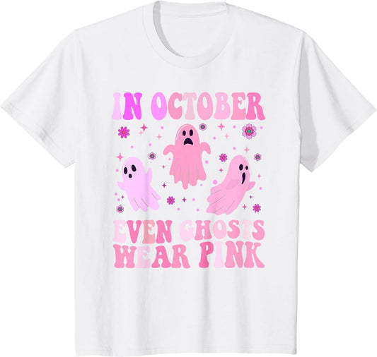 Breast Cancer October Even Ghost Wear Pink Groovy Halloween