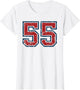 Red and Blue Sports Number 55 Jersey Uniform Player Fan