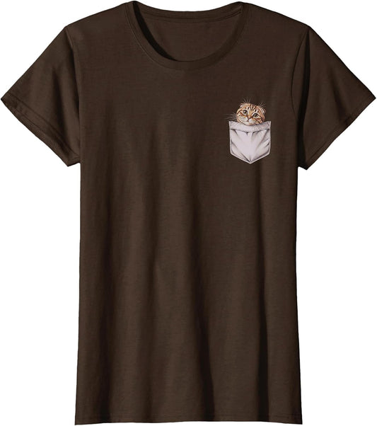 Pocket Peeking Scottish Fold Cat Drawing Art Design