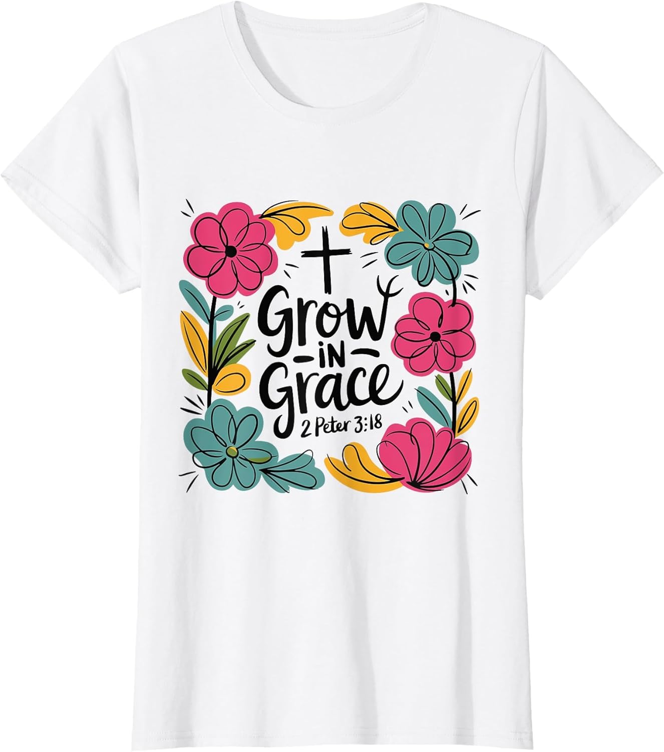 Boho Grow in Grace Wildflower Christian Faith Girl