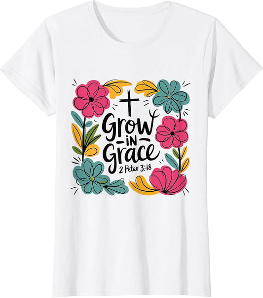 Boho Grow in Grace Wildflower Christian Faith Girl