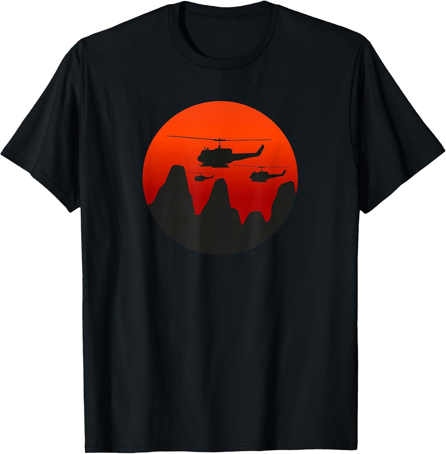 UH-1 Huey Retro Helicopter Vintage Sunset Vietnam Chopper