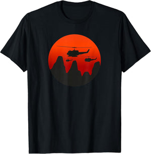 UH-1 Huey Retro Helicopter Vintage Sunset Vietnam Chopper