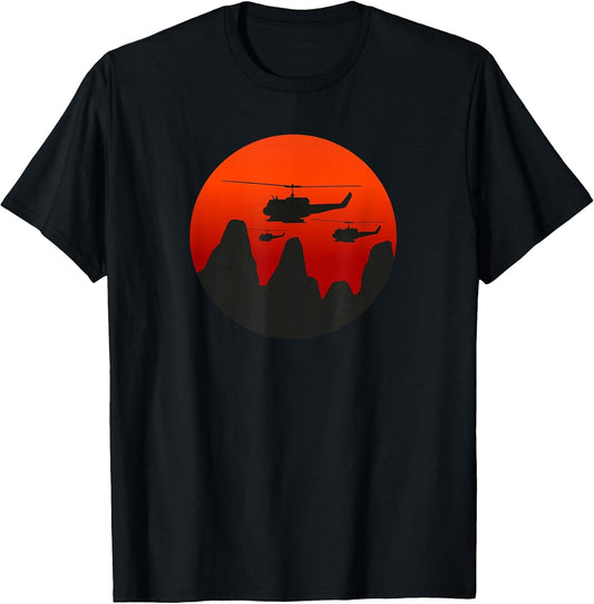 UH-1 Huey Retro Helicopter Vintage Sunset Vietnam Chopper