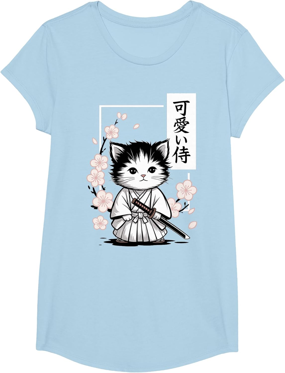 Cute Kawaii Baby Samurai Cat - Japanese Sakura