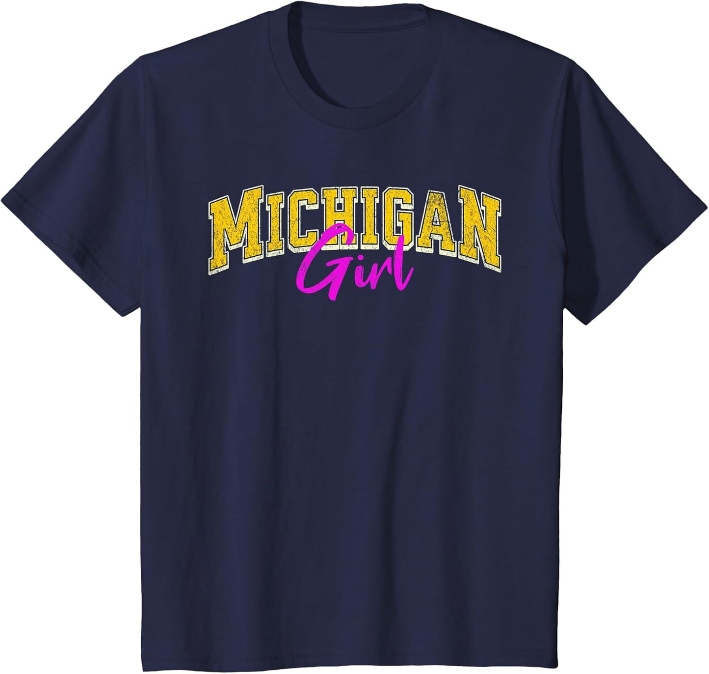 Vintage Michigan Girl Retro Pink Michigan Women and Girls