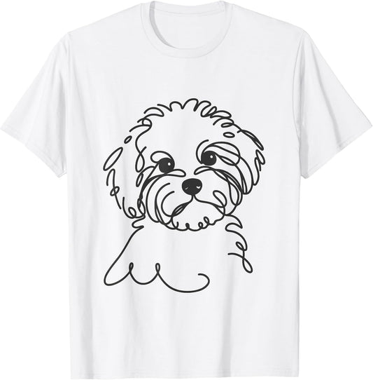 Line Art Dad Mom Dog - Maltipoo
