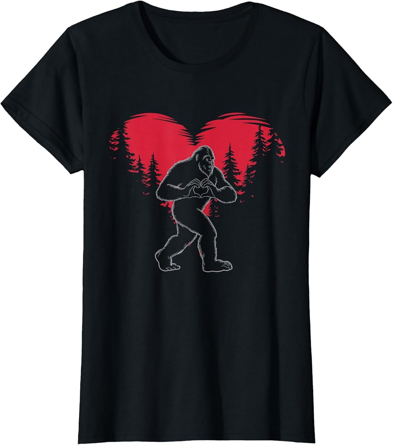 Funny Bigfoot in Love Heart Happy Valentine's Day